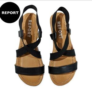 Report- Girl's Natalie Black White Bottom Sandals. Size 2.